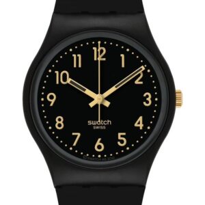 Golden Tac 34mm Black Plastic Case Black Silicone Strap Unisex Watch SO28B113