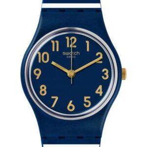 Swatch Ora DAria 25mm Blue Plastic Case Bleu Silicone Strap Unisex Watch LN153