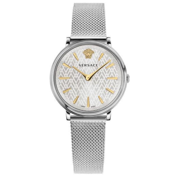 Versace VE8100519 V-Circle Silver Tone 38mm Ladies Watch