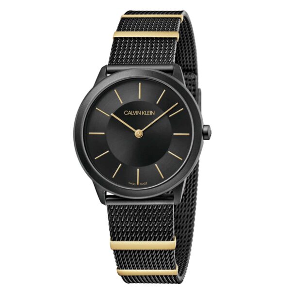 Calvin Klein Minimal Quartz Black Dial Mesh Stainless Steel Bracelet Ladies Watch K3M524Z1