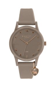 Radley Watch It! Brown Silicone Strap Heart Charm Quartz Ladies Watch RY2694