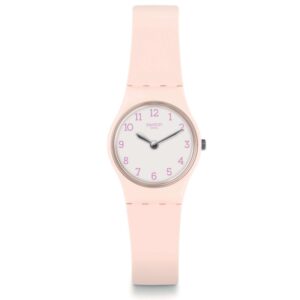 Swatch Original Gent Pinkbelle Quartz Silicone Strap White Dial Ladies Watch LP150