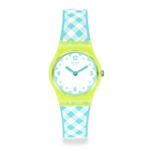 Swatch Picmika Quartz White Dial Blue White Strap Ladies Watch LJ112