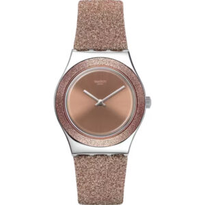 Swatch Rose Sparkle Quartz Pink Dial Synthetic Strap Ladies Watch YLS220