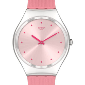 Swatch Skin Irony Rose Moire Quartz Pink Dial Pink Silicone Strap Ladies Watch SYXS135